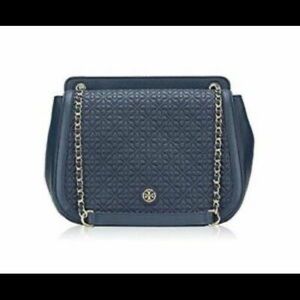 Tory Burch Quilted Bryant Navy Shoulder Bag